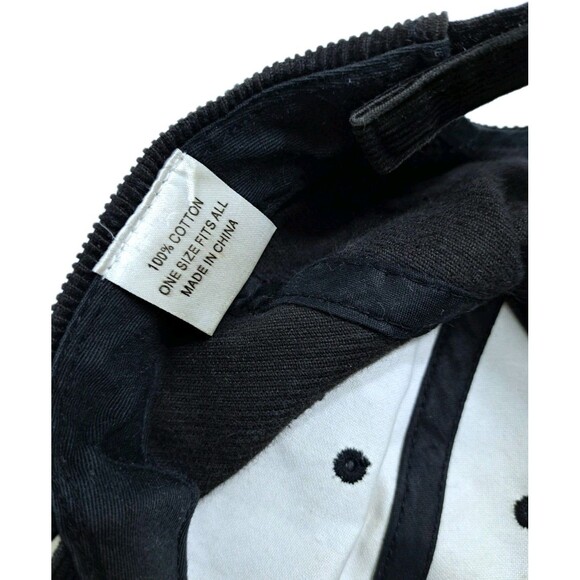 Smugglers Notch Vermont Corduroy Hat Black Adjustable Strapback Vintage USA Ski - Picture 7 of 7